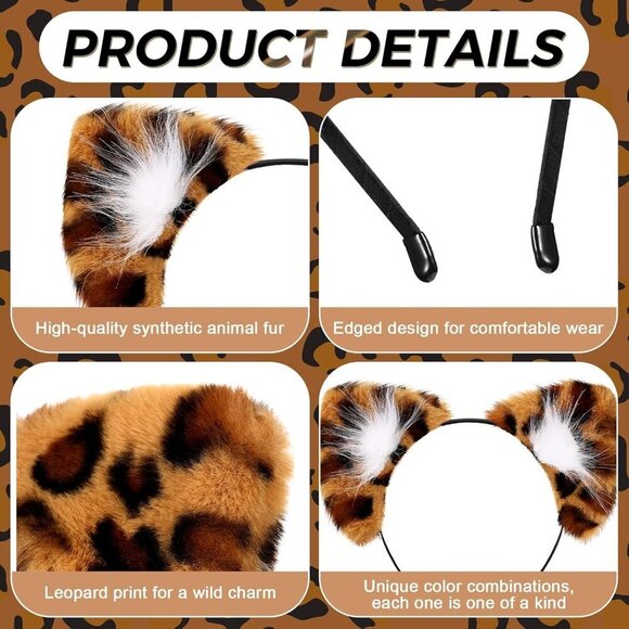 Women\'s Faux Fur Cheetah Headband for Halloween Cosplay Party Accessory main image 6